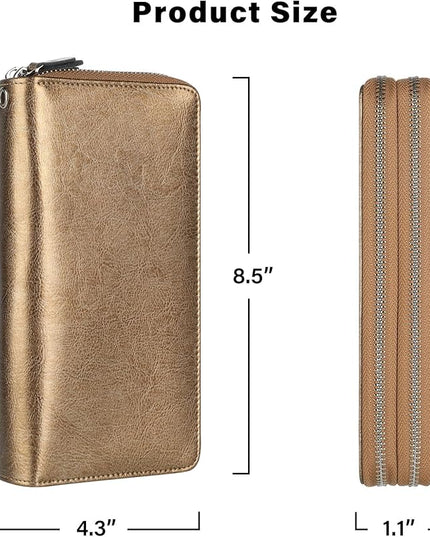 Lavemi Small Compact Women Wallet RFID Blocking Genuine Leather Bifold Purse with ID Windows