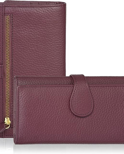 Real Leather Women Wallet Leather with RFID Blocking -Trifold Card Holder Designer Ladies Clutch with ID Window Wallets