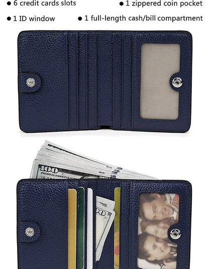 AINIMOER Small Leather Wallet for Women, Ladies Credit Card Holder RFID Blocking Women's Mini Bifold Pocket Purse