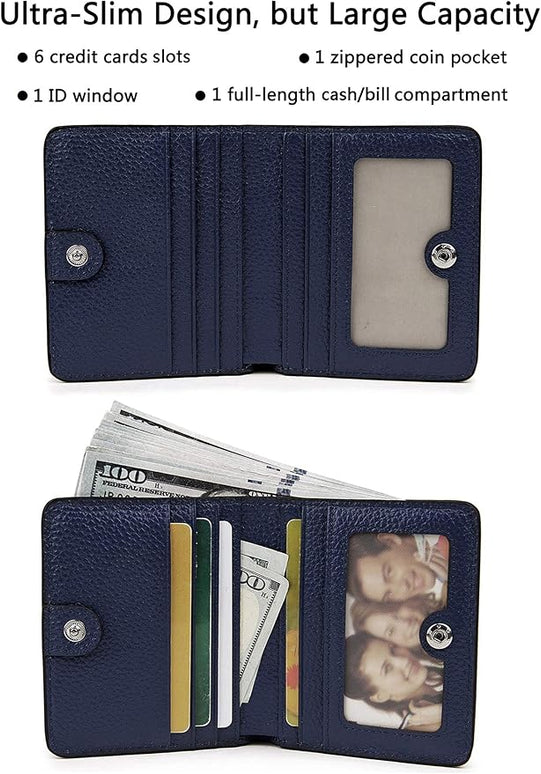 AINIMOER Small Leather Wallet for Women, Ladies Credit Card Holder RFID Blocking Women's Mini Bifold Pocket Purse
