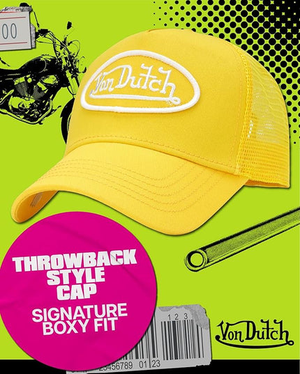 Von Dutch Unisex Trucker Hat - Curved Bill Mesh Back Retro Classic Adjustable Snapback Baseball Cap for Men and Women
