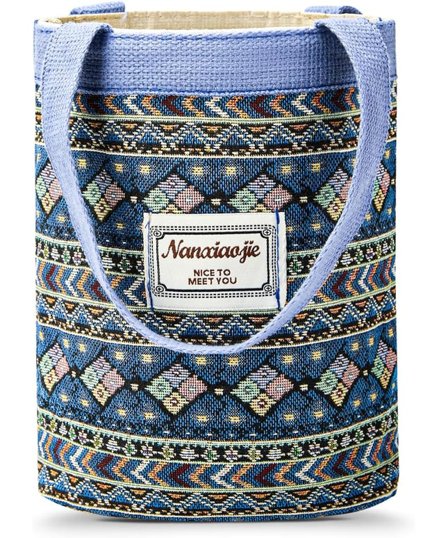 Women Tote Bag,Small Jute Casual Tote's Handbag Embroidered Personalized Bucket Bag,Reusable Grocery Shopping Bags
