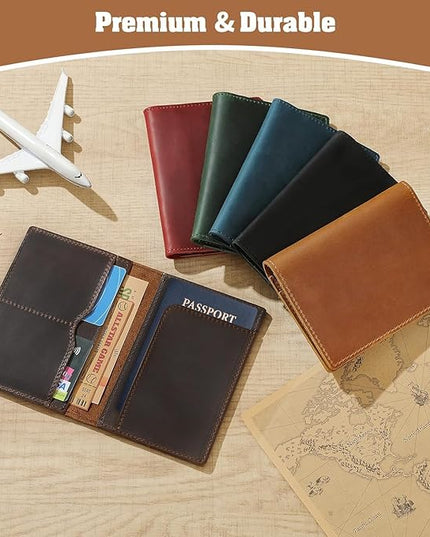 Jack&Chris Leather Passport Holder, Handmade Passport cover, Travel Wallet Cover Case for Men and Women, Leather Travel Documents Organizer Protector, JC107