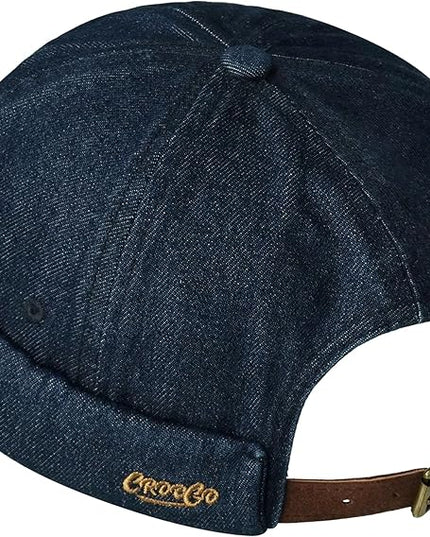 Croogo Denim Docker Hat Fashion Brimless Beanie Hat Retro Worker Skull Cap Rolled Cuff Sailor Cap Hip Hop Dancing Watch Cap