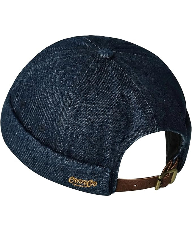 Croogo Denim Docker Hat Fashion Brimless Beanie Hat Retro Worker Skull Cap Rolled Cuff Sailor Cap Hip Hop Dancing Watch Cap