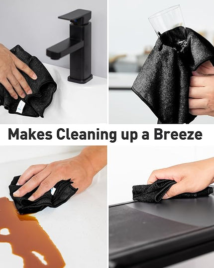 Black Microfiber Cleaning Cloth 13"x13", Ultra Soft Absorbent Microfiber Cleaning Rags for Housekeeping Cleaning Supplies, Lint Free Reusable Cleaning Cloths for House Washable, Pack of 12