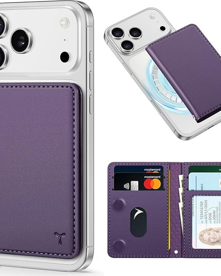 TUCCH for Magsafe Wallet with 6 Card Holders, RFID Blocking [Clear ID Window] PU Leather Men Women Folio Magnetic Phone Wallet for iPhone 17/16/15/14/13/12/Plus/Air/Pro/Pro Max Series, Dark Purple