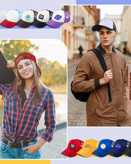 Hercicy 40 Pack Sublimation Blank Trucker Hat Bulk Baseball Cap Adjustable Mesh Unisex Polyester Hat Heat Transfer