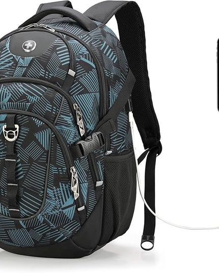 Swissdigital Laptop Backpack with USB Charging Port, Travel Backpack Fits 15.6 inches Computer, 31L Backpack for Men, Dark Green | SD803-96