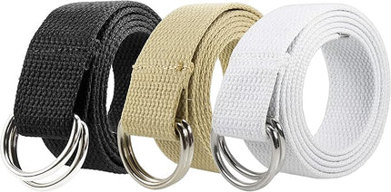 Gelante Canvas Web D Ring Belt Silver Buckle Military Style for men & women 1 or 3 pcs
