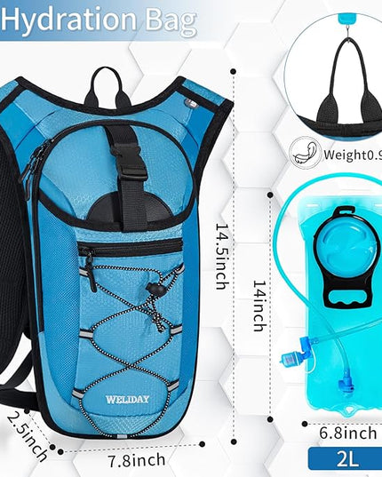 Hydration Backpack with Leak Proof Water Bladder, Lightweight Hydro Water Daypack for Rave, Cycling, Running, Hiking, Climbing