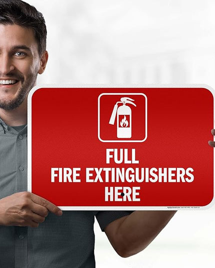 Full Fire Extinguishers Here Sign, 12x18 Inches, 3M EGP Reflective .063 Aluminum, Fade Resistant, Made in USA by My Sign Center