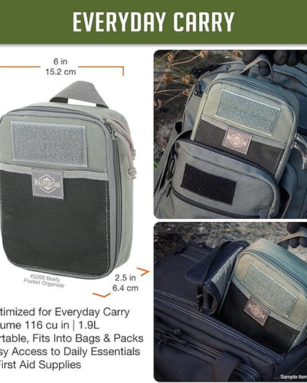 MAXPEDITION Beefy Pocket Organizer, Compact, MOLLE-Compatible, 1000D Nylon Tactical Pouch, Everyday Carry Tool and Gear Storage for Outdoor, Tactical, Survival, 0266