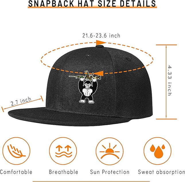 Skull Finger Flat Bill Hats for Men Black Mens Snapback Hat Baseball Cap Fitted Hat Rock N Roll Skeleton Hand Snap Backpack
