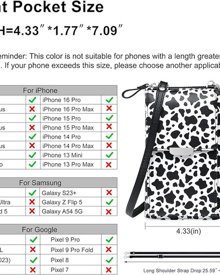 KUKOO Small Crossbody Bag Cell Phone Purse Wallet with Credit Card Slots for Women