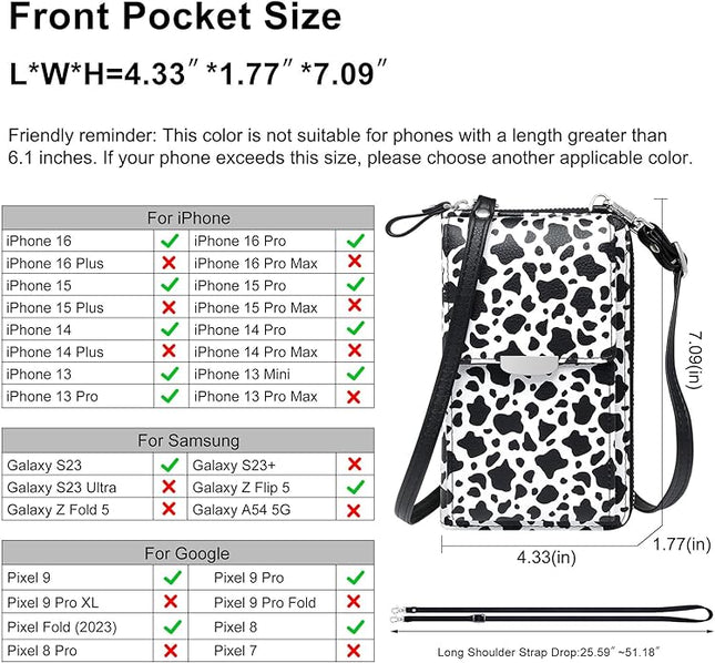 KUKOO Small Crossbody Bag Cell Phone Purse Wallet with Credit Card Slots for Women