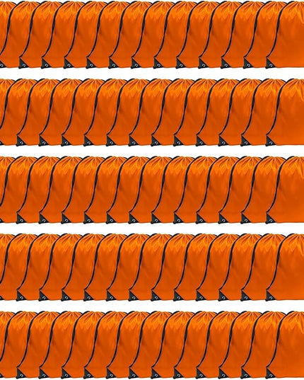 GoodtoU Drawstring Bags, Nylon Gym Bags with Cinch Sack - Drawstring Backpack for Sport, Travel, Team (Orange, 80Pcs)