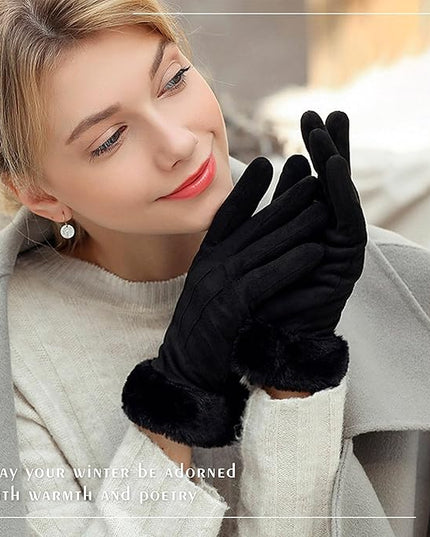 Vagasi Winter Gloves for Women, Touch Screen Cold Weather Thermal Warm Windproof Gloves, Soft Thick Fleece Lining Glove