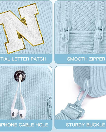 Viverte Small Corduroy Sling Bag Initial Crossbody Bag Fanny Pack for Girls Personalized Birthday Gifts for Teen Girls Gifts