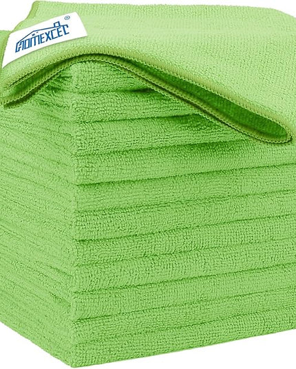 HOMEXCEL Green Microfiber Cleaning Cloth 12 Pack, 12.5 x 12.5 inch Microfiber Towels for Cars, Ultra Absorbent Car Washing Cloth, Lint Free Streak Free Cleaning Rags for Car, Kitchen, and Window