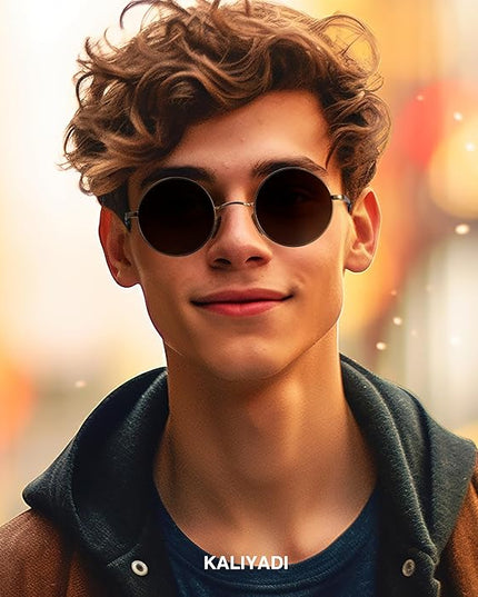 KALIYADI Round Polarized Sunglasses for Men Women Retro Metal Hippie Circle Style Sun Glasses UV Protection