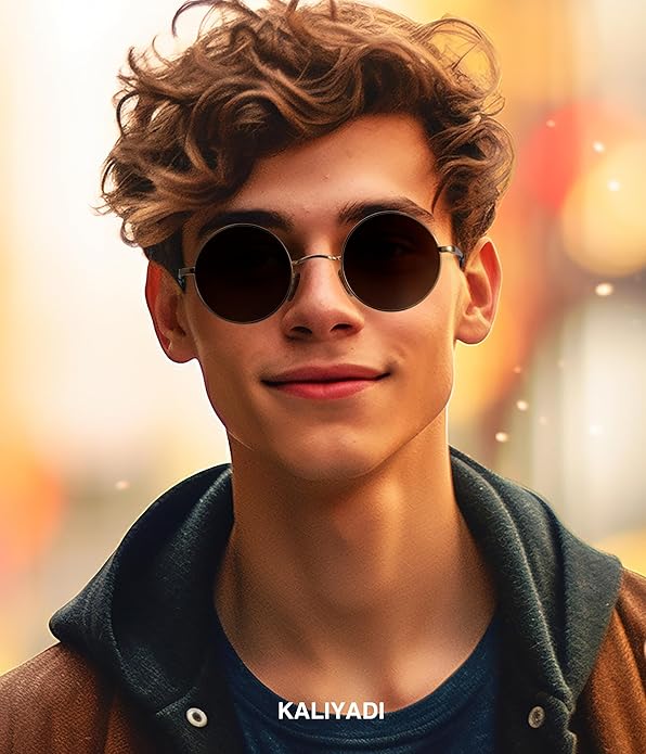 KALIYADI Round Polarized Sunglasses for Men Women Retro Metal Hippie Circle Style Sun Glasses UV Protection