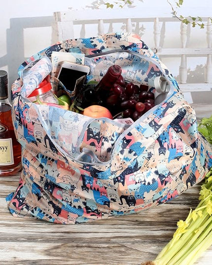 KINGMAS Reusable Grocery Bags, Eco-Friendly Folding Tote Shopping Bag fits in Pocket, Washable Waterproof Nylon Pouch Bags