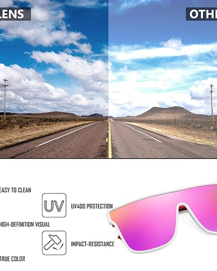 FEISEDY Sunglasses for Women Men, Fashion Mirrored Single Lens, Driving Beach Sunnies UV400 Shades B2996