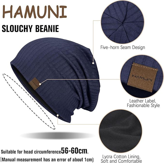 Slouchy Beanie for Men Women Soft Lightweight Running Beanie Hat Chemo Cap Skull Cap