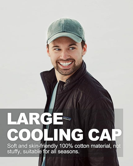 XXL Oversize Washed Denim Baseball Cap,Low Profile Jean Sports Cap for Big Heads 23.5"-25.5",Large Pigment Dyed Dad Hat