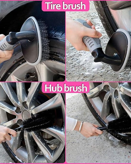 THINKWORK Pink Car Detailing Cleaning Kit, Car Wash Kit, Car Accessories for Women Suitable for Small and Medium Vehicles Such As Cars, Trucks, Suvs(17pcs)