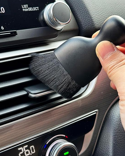Car Detailing Brush, Soft Bristle Cleaning Brush, Scratch-Free Auto Duster Tool for Dashboard, Air Vents, Leather & Interior Cleaning (Black)