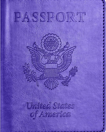 Passport and Vaccine Card Holder Combo, Passport Holder with Vaccine Card Slot, Passport Wallet, Passport Cover, Passport Case, Passport Holder for Women and Men(AKA-Bright purple)