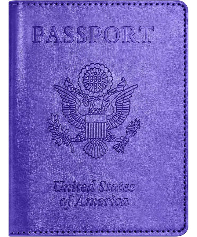 Passport and Vaccine Card Holder Combo, Passport Holder with Vaccine Card Slot, Passport Wallet, Passport Cover, Passport Case, Passport Holder for Women and Men(AKA-Bright purple)