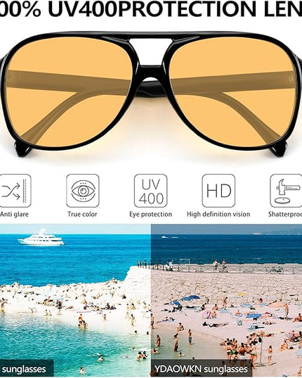 YDAOWKN Retro Aviator Sunglasses for Women Mens Large Frame Classic Vintage 70s Sun Glasses Aviators