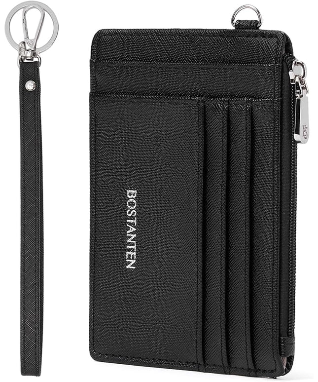 BOSTANTEN Small Wallet For Women RFID Leather Credit Card Holder Slim Wristlet Keychain Wallet With Zipper Pocket