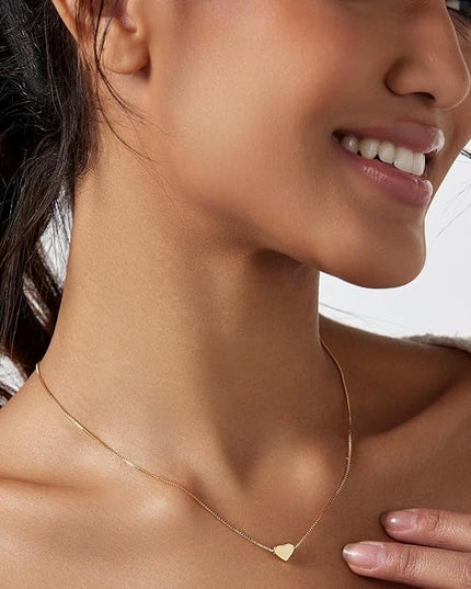 Cute Heart Necklace Dainty 18k Gold Plated Tiny Heart Pendant Choker Necklaces Small Gold Love Open Heart Chain Necklace for Women Simple Gold Necklace for Women Trendy Jewelry