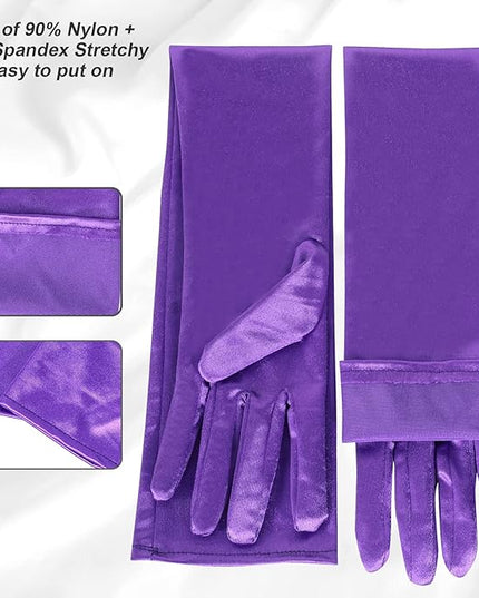 Lansian Long Opera Party Gloves for Women 1920s 20s Satin Gloves Costumes Elbow Length Bridal Evening Dress, 21 inches
