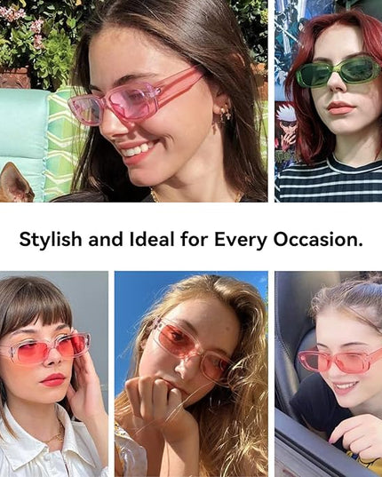Dollger Rectangle Sunglasses for Women Men Trendy Retro Fashion Sunglasses UV 400 Protection Square Fram