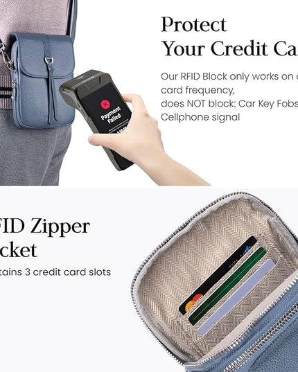 befen Genuine Leather Small Crossbody Bags for Women, Multi Pocket Cell Phone Crossbody Purse with RFID Blocking Card Slots