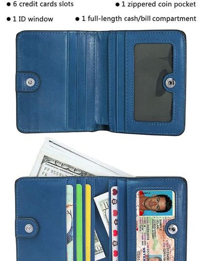 AINIMOER Small Leather Wallet for Women, Ladies Credit Card Holder RFID Blocking Women's Mini Bifold Pocket Purse