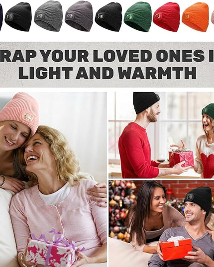 OKKLE Unisex LED Beanie with Light, USB Rechargeable Headlamp Hat, Winter Gifts for Men Women Husband Him Orange