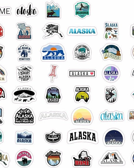 BulbaCraft Alaska Stickers for Water Bottles, Scrapbooking, Alaska Laptop Decals, Gifts for Women & Men