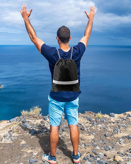 BeeGreen Drawstring Backpack Bags 20,30,50 Packs Reflective String Bags for Gym Sport Trip Cinch Sack DIY for Women Men