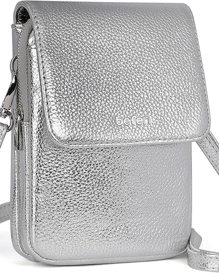 befen Genuine Leather Small Crossbody Bags for Women, Cell Phone Cross body Purse Bag with RFID Blocking Card Slots