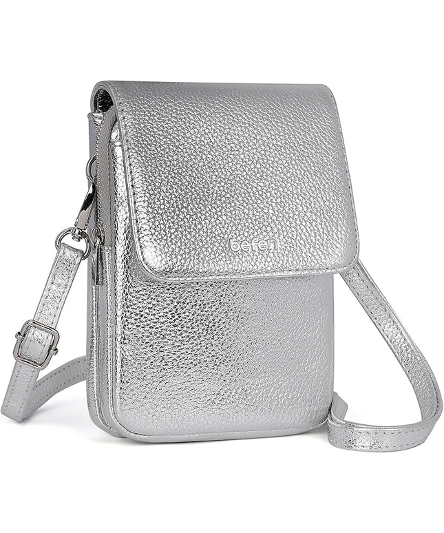 befen Genuine Leather Small Crossbody Bags for Women, Cell Phone Cross body Purse Bag with RFID Blocking Card Slots
