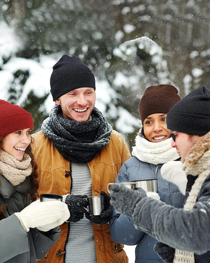 JaGely 64 Pieces Winter Hats Bulk Homeless Supplies Beanie Cap Unisex Warm Knitted Cuffed Skull Cap for Women Men Homeless, 5 Colors