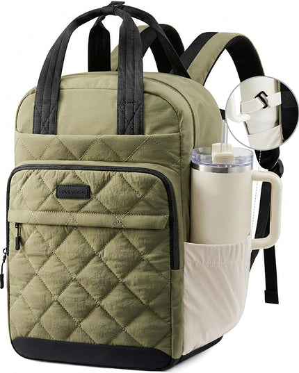 LOVEVOOK Travel Backpack for Women, 15.6 Inch Quilted laptop Backpack With Pouch Pocket for Large Capacity Cup, Large Capacity Work Bag College Bookbag, Carry On Personal Item Bag