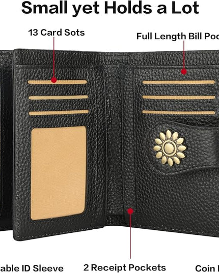 Lavemi Womens Leather Wallet Small Compact RFID Blocking Credit Card Case Purse with Zipper Pocket | Small, Compact, RFID Blocking, Zipper Pocket, Small, Compact
