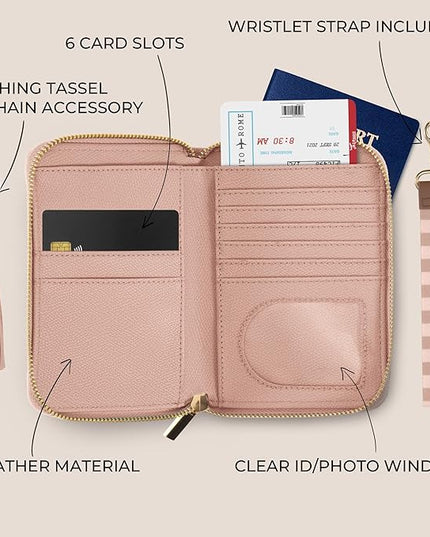 Beautiful Passport Holder for Travel with Wristlet Strap - All-in-One Wallet for Women with Card Slots and Tassel Keychain - Perfect Case to Keep Your Travel Documents Organized & Safe